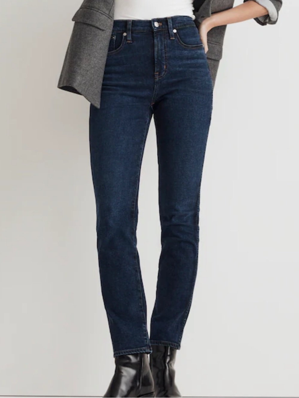 Madewell The Perfect Vintage Jeans 23 Myers Wash Dark Blue High Rise Straight